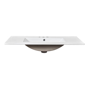 English Elm 36'' Modern Bathroom Vanity With Ceramic Sink, 2 Smooth-Glide Drawers & Tip-Out Compartment, Grey Finish N710P230246E