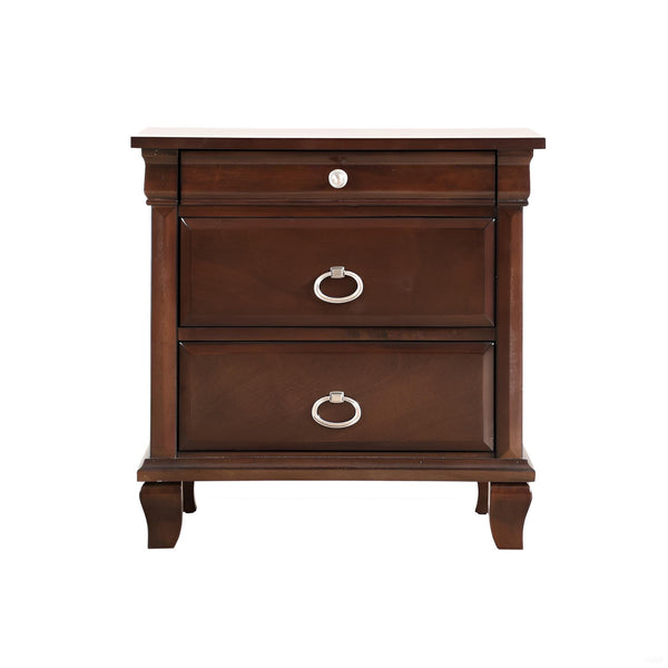 English Elm Triton Cappuccino Nightstand with Felt-Lined Top Drawer, Dovetail Construction, Nickel Hardware Accents B078118442