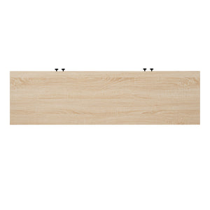 English Elm Mid-Century TV Stand with Gold-Capped Legs and Adjustable Shelves, Retro Modern 70" Media Console Natural 60 L x 19 W x 7 H B2741P398127