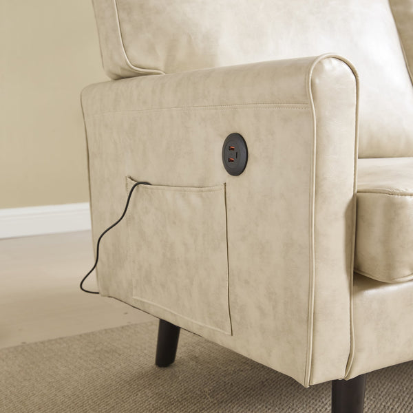 English Elm Loveseat Modern Mid-Century 2-Seater with USB Type-C Charging, Removable Zippered Covers, Sturdy Wood Legs Camel W395P238822