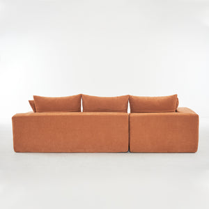 English Elm 108*68 Inch Extra-Deep Modular Sofa - Cozy Chenille Lounge For 4, No Assembly, Vibrant Orange Style W1829S00051