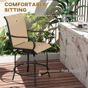 English Elm Outsunny Stylish Set Of 2 Outdoor Swivel Bar Stools With Armrests, Mesh Seating, And Steel Frame W2225P174468-GIGA