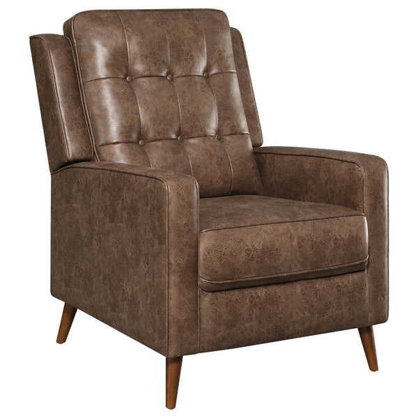 English Elm Davidson Plush Brown Tufted Leatherette Recliner - Timeless Upholstered Comfort, Solid Hardwood Legs B062P344946