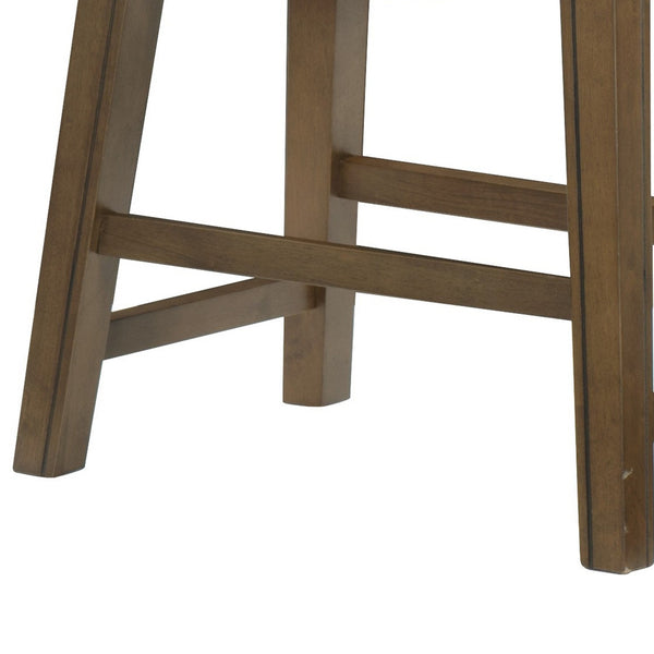 English Elm Miel Saddle Seat Counter Stool Gray Faux Leather Nailhead Trim Solid Wood Base B056P416881