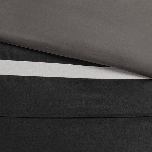English Elm 7 Pc Faux Suede Comforter Set In Black & Grey – Luxurious King Bedding With Decorative Pillows Included B03596985