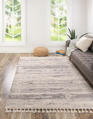 Unique Loom Cherokee Chattanooga Machine Made Geometric Rug Sand, Gray 6' 1" x 9' 0"