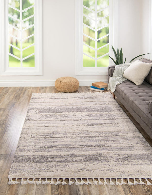 Unique Loom Cherokee Chattanooga Machine Made Geometric Rug Sand, Gray 6' 1" x 9' 0"