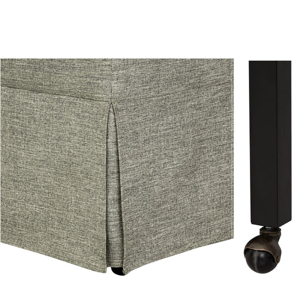 English Elm Upholstered Skirted Arm Chair with Hidden Casters Padded Seat for Dining Rooms B035P341172