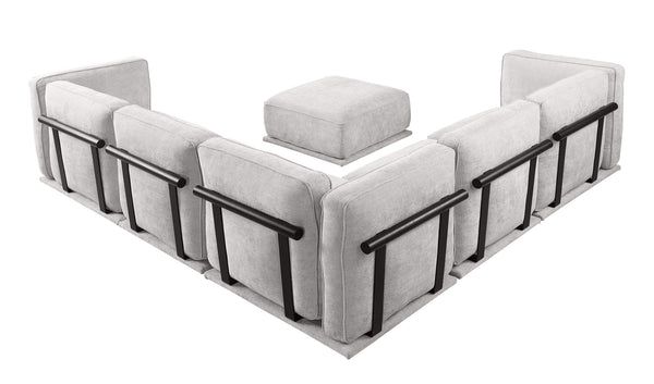 English Elm 102 Inch Linen Modular Sectional Sofa with Hidden Storage and Cloud Cushion Comfort W1099S00183