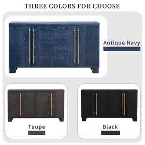 English Elm Trexm Ash Veneer Buffet with Gold Handles Matte Black Lacquer Dining Storage Antique Navy N715P232696M