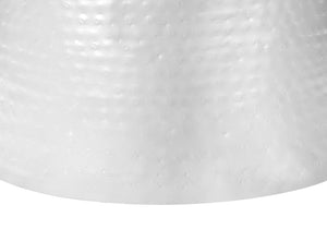 English Elm Accent Table - Contemporary White Metal Drum Design For Living Room, Bedroom & Versatile Use B2710P219451