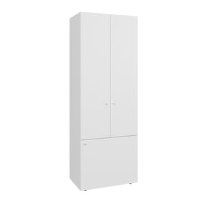 English Elm Home 3 Door Closet System with Rod and Fixed Shelves — Space-Saving Engineered Wood Storage, White B070P351131