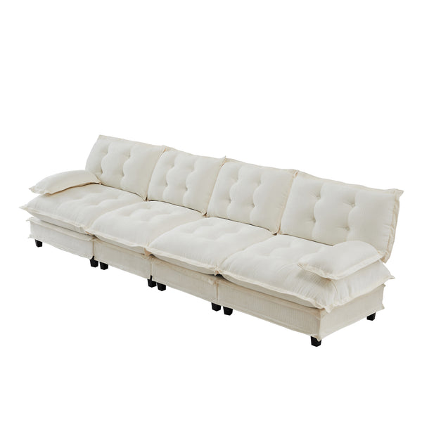 English Elm 138" Modular Cloud Sectional Sofa Deep Seat Chenille Upholstery for Living Room W714S01681