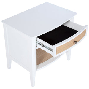 English Elm Talia Rattan Front Nightstand with Open Shelf White Coastal Bedroom Storage B062P440321