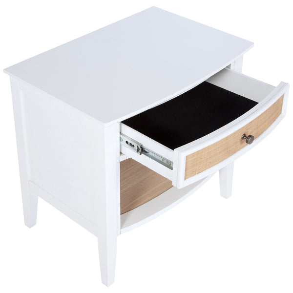 English Elm Talia Rattan Front Nightstand with Open Shelf White Coastal Bedroom Storage B062P440321