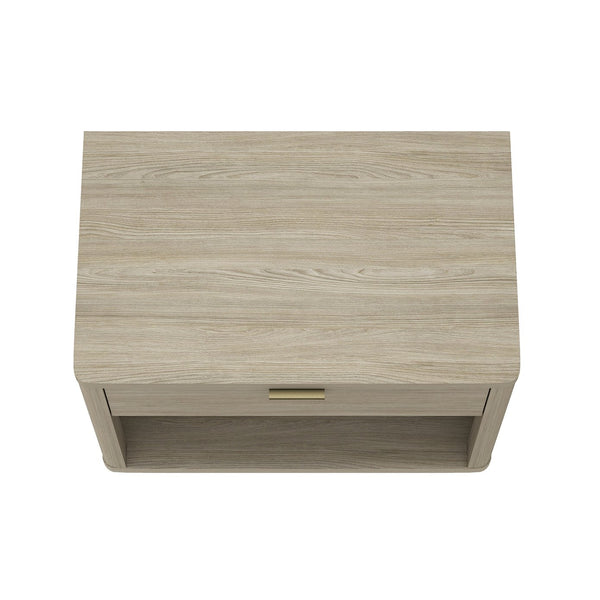 English Elm Evelyn 32" Nightstand In Natural Finish - Modern Minimalist Design With 1 Drawer & Open Shelf Storage B365P398519