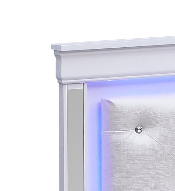 English Elm Verona Twin Bed With Jeweled Tufted Upholstery & Led Accent Lighting In Silver Champagne Finish B078S00578-GIGA