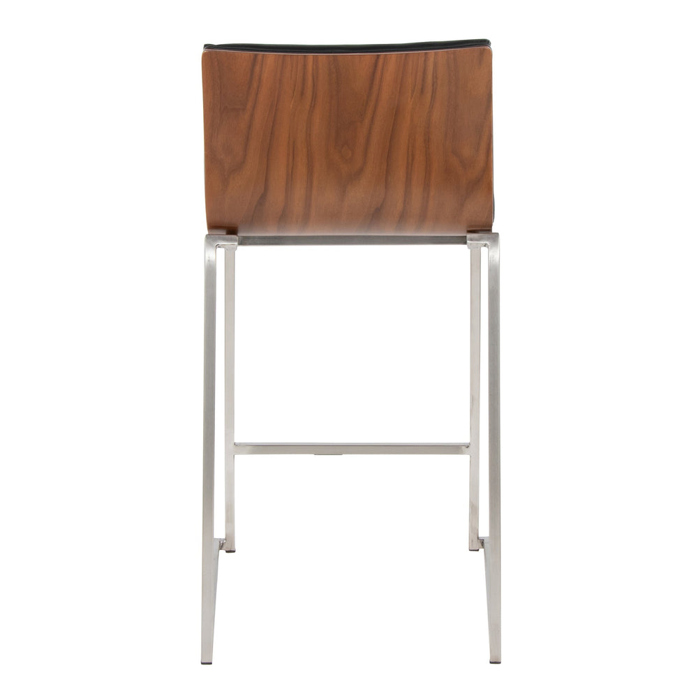 English Elm Mason Mara 26" Contemporary Counter Stools Set Of 2 - Stylish Black Faux Leather & Walnut Wood Design B202P222081