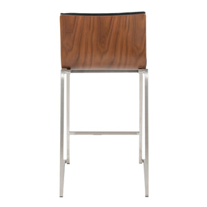 English Elm Mason Mara 26" Contemporary Counter Stools Set Of 2 - Stylish Black Faux Leather & Walnut Wood Design B202P222081