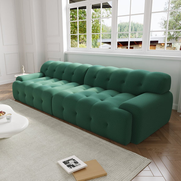 English Elm Bubble Sectional Sofa - Modern 3D-Knitted Loveseat In Green For Stylish Comfort And Relaxation B341S00017
