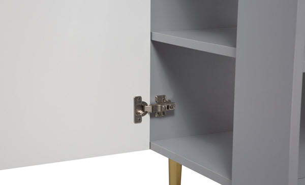 English Elm 21.6" Compact Bathroom Vanity Base Matte Grey Gold Hardware Open Side Shelf W1920P385638