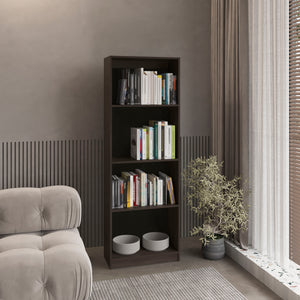 English Elm Home Tall Kronos 4-Shelf Bookcase in Stained Walnut — Space-Saving, Sturdy Open Storage for Books Decor B200P361989