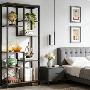 English Elm Display Cabinet Wall Mounted 5 Tier Glass Door Shelving for Collectibles Matte Black T3971P449846