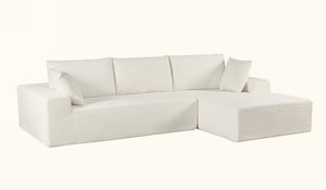English Elm Cozyform Convertible Sectional Sofa – Plush Ivory Corduroy Couch With Sleeper Functionality, No Assembly! B2735P359716