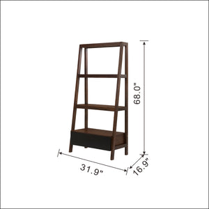 English Elm 32x17x68" Acacia Wood Ladder Bookshelf Open Display Unit for Living Room or Office W2078P174875