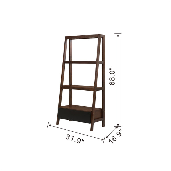 English Elm 32x17x68" Acacia Wood Ladder Bookshelf Open Display Unit for Living Room or Office W2078P174875