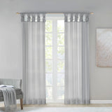 Madison Park Ceres Transitional Twist Tab Voile Sheer Window Pair MP40-6349 Light Grey