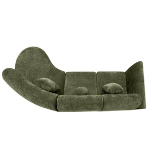 English Elm 140" Curved Sectional Sofa Plush Lamb Wool Upholstery 3 Piece Modular Living Room Set N767P384981F