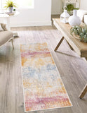 Unique Loom Deepa Whane Machine Made Abstract Rug Multi, Blue/Ivory/Yellow/Pink/Gray 2' 6" x 12' 2"