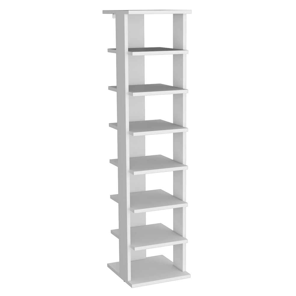 English Elm Odesto Eight Tier Vertical Shoe Tower Slim Melamine Organizer for Entryway or Closet B200P239110