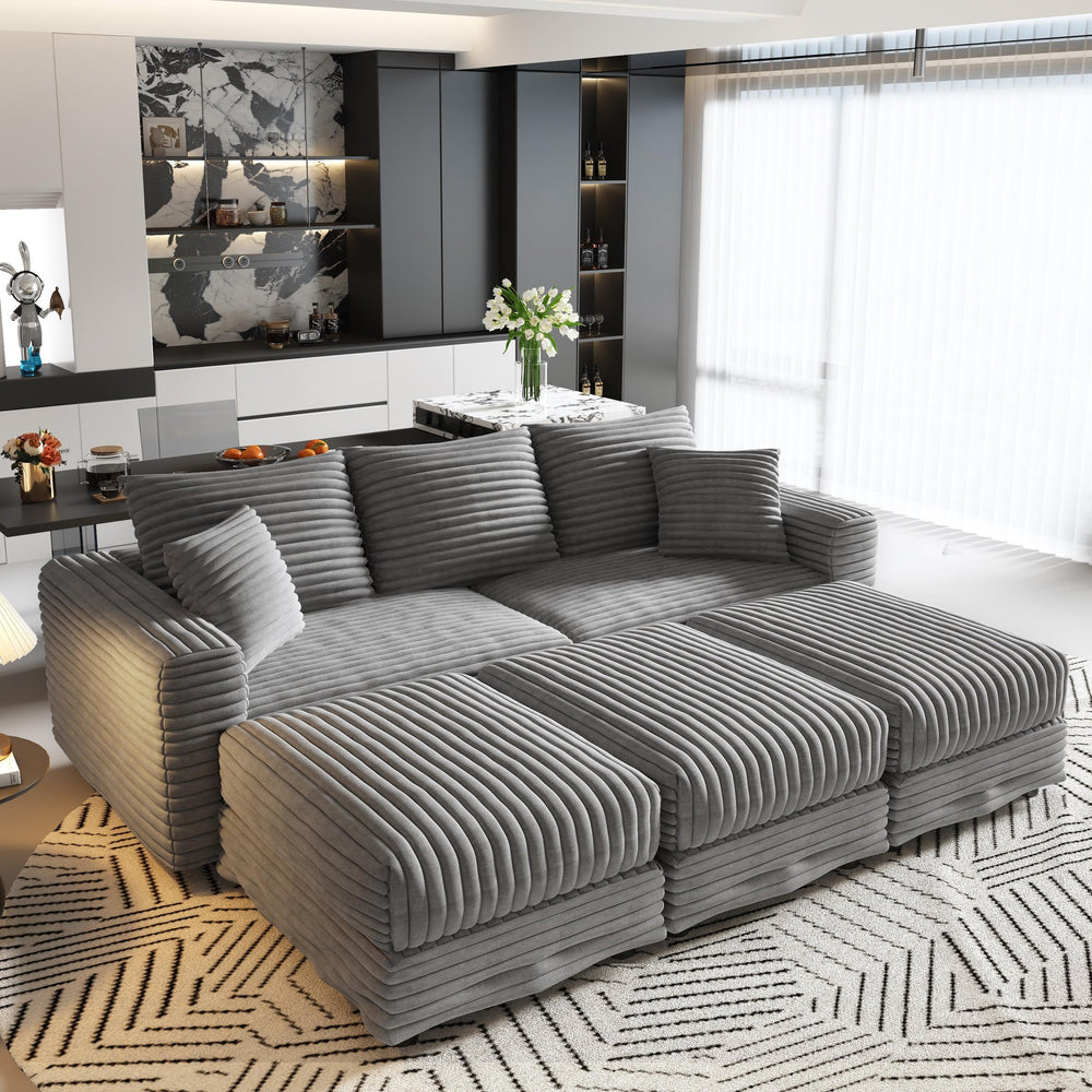 English Elm 82.6"upholstered Velvet Chesterfield Sofa with Button Tufting Nailhead Trim Rolled Arms Grey W1885S00354