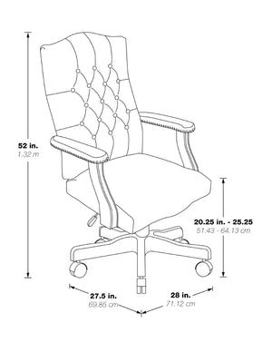OSP Home Furnishings Traditional Queen Anne Executive Chair Tufted Vinyl High Back with Lumbar Support TEX232-JT4