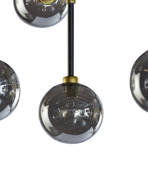 Sunpan Deimos Chandelier - Modern Ceiling Light with Smoke Grey Glass and Black Iron, Perfect for Any Space Large - 45W x 45D x 55H