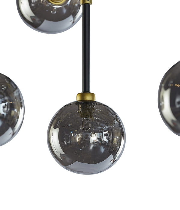Sunpan Deimos Chandelier - Modern Ceiling Light with Smoke Grey Glass and Black Iron, Perfect for Any Space Large - 45W x 45D x 55H