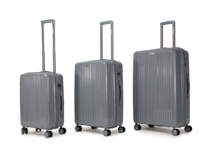 English Elm Luggage 3 Piece Pp Hard Shell Travel Set with Spinner Wheels Expandable Carry On Light Gray T3292P317019