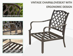 English Elm Outdoor 7-Piece Patio Dining Set With Swivel Chairs, Removable Cushions & Antique Bronze Frame For Elegance W1859S00113-GIGA