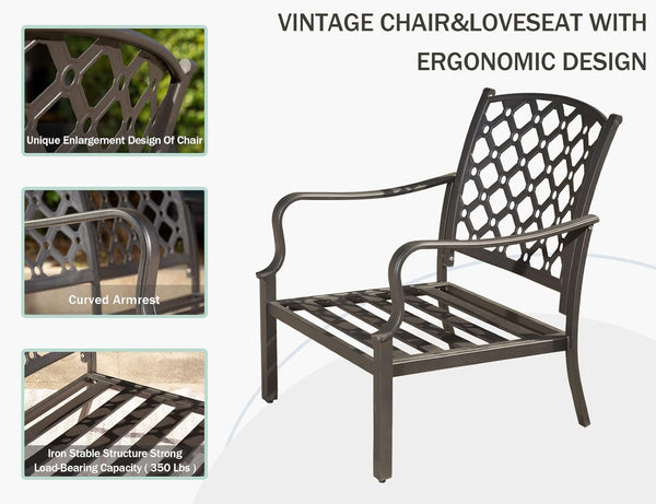 English Elm Outdoor 7-Piece Patio Dining Set With Swivel Chairs, Removable Cushions & Antique Bronze Frame For Elegance W1859S00113-GIGA