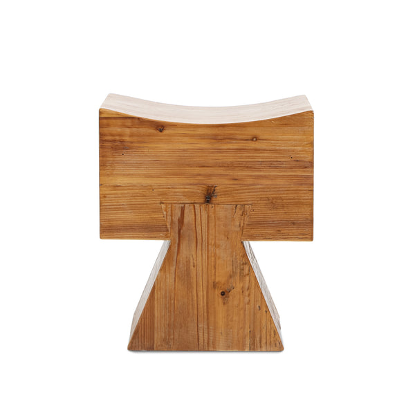 English Elm Nico Sculptural Reclaimed Pine Accent Stool with Saddle Seat and Artisan Pedestal Base B2719P485504