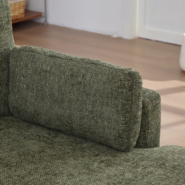 English Elm 63.39" Chenille Convertible Sofa Bed with Pocketed Spring Cushions for Modern Living Spaces Green W3189S00030