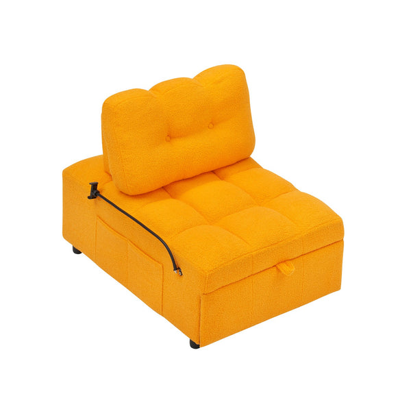 English Elm 40.20 Inch Convertible Teddy Fabric Sofa Bed Compact Sleeper for Apartment Living Room W1658P216827