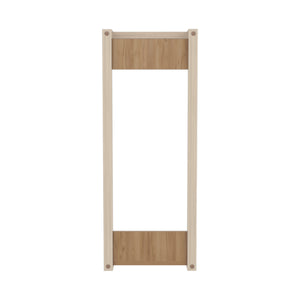 English Elm Wall Wall Tower Rack 31.5" H Natural Oak & White Compact Bathroom Storage Slim Eco-Friendly Shelf Organizer B097P395863