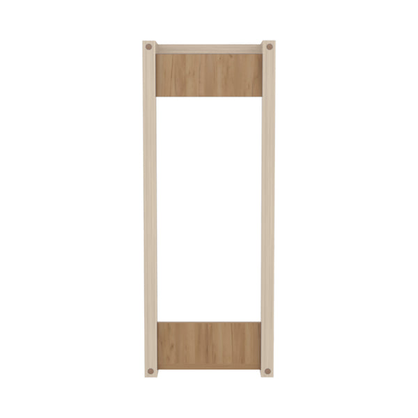 English Elm Wall Wall Tower Rack 31.5" H Natural Oak & White Compact Bathroom Storage Slim Eco-Friendly Shelf Organizer B097P395863