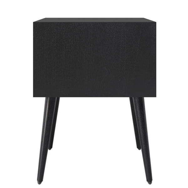 English Elm Christopher Knight Home® - Nightstand with 2 Drawers Mid-Century Acacia Wood, Splayed Legs, Brass Hardware, Easy-Glide Storage Black 20.5 L x 17.5 W x 14.75 H N761P180219B