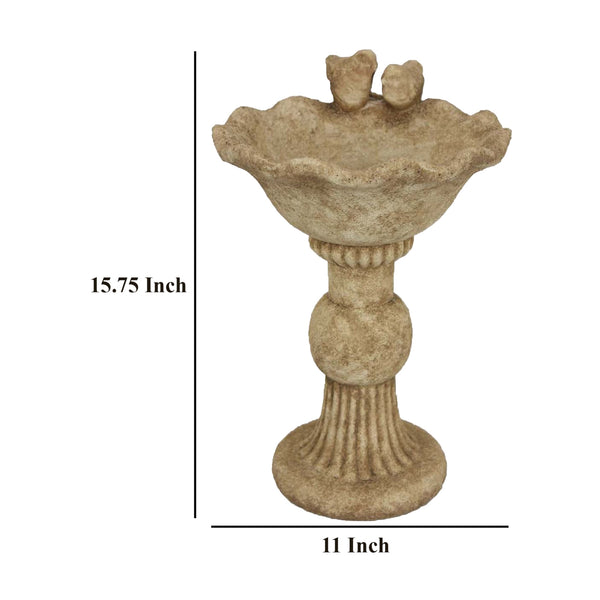 English Elm Ivina Terracotta Bird Bath Feeder Rustic Garden Ornament with Scalloped Basin Brown B056P416950