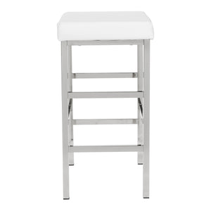OSP Home Furnishings 30" Chrome Backless Stool White