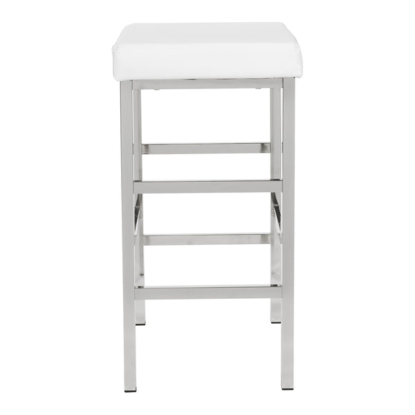 OSP Home Furnishings 30" Chrome Backless Stool White
